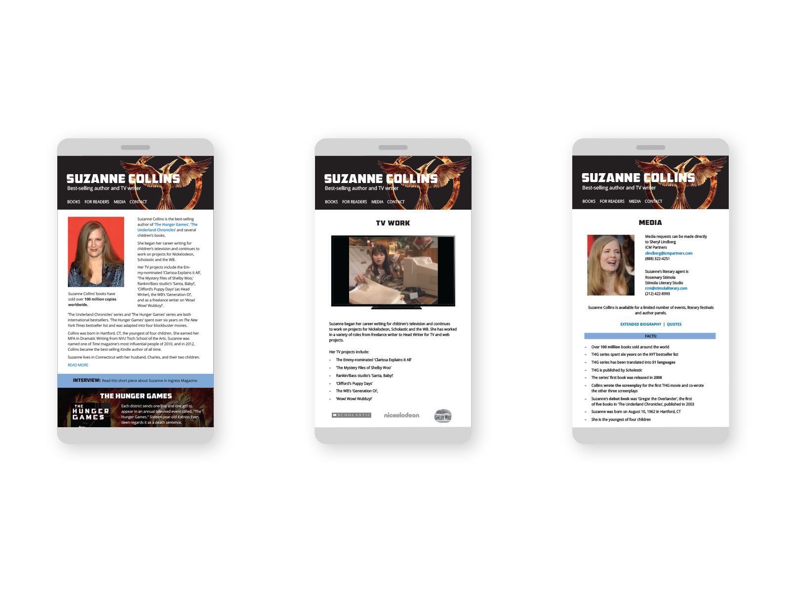 After author website UX/UI design home